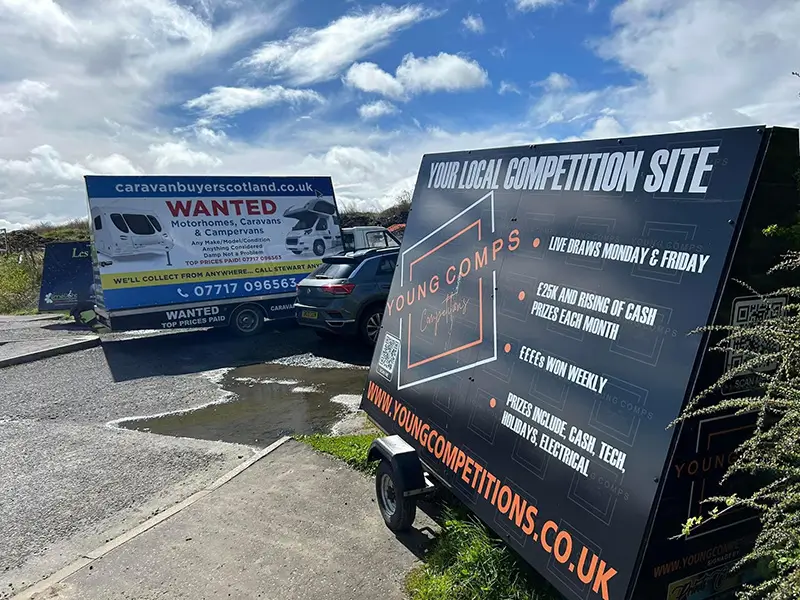 Large-format event wall graphic installed in a Fife venue